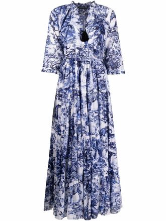 Samantha Sung embroidered midi shift dress - Blue