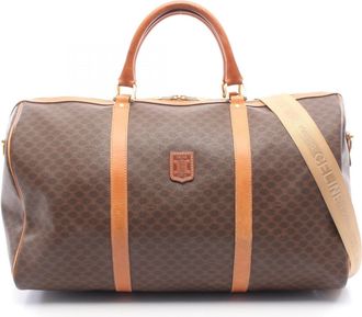 Celine Brown Leather Coated Canvas Boston Bag (Pre-Owned)