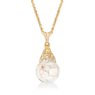 Ross-Simons Floating Opal Pendant Necklace in 14kt Yellow Gold