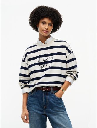 Tommy Hilfiger Womens Relaxed Fit Script Monogram Sweatshirt - Dark Beige - XXL