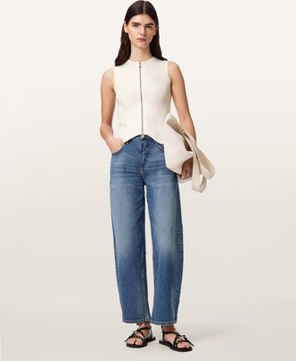 AllSaints Viscose Cruz Zip Slim Fit Waistcoat, Size: XS