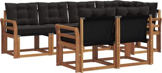 vidaXL Conjunto De Sof&aacute;s De Exterior 7 Uds. Natural Y Negro Vidaxl