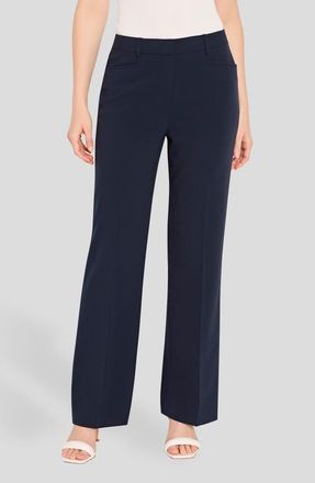 Tahari by ASL Bird Eye Straight Leg Pants in New Navy at Nordstrom, Size 12