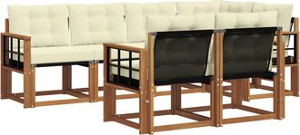 vidaXL Conjunto De Sof&aacute;s De Exterior 7 Uds. Natural Y Crema Vidaxl