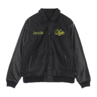 Iuter Zwarte Varsity Jack Leren Mouwen - Heren - Bomber jackets - Zwart - XS - Wol - Jassen
