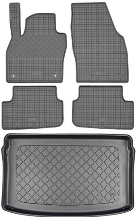 OEM Volkswagen Polo Vi 2g Aw Hatchback (5 Puertas) Desde 10.2017 Set - Alfombrillas De Goma Para Coche + Alfombrilla Para Maletero