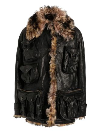 Dolce & Gabbana fur-trimmed pocket coat - Black