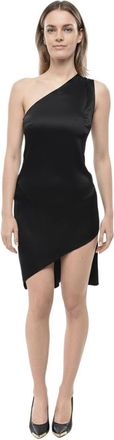 Courr&egrave;ges Black One Shoulder Mini Dress