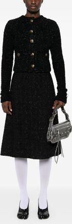 Balenciaga Womens Boucle Cropped Jacket - Black Cotton - Size Medium