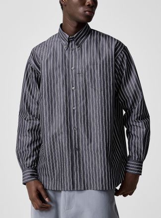Willy Chavarria Mens Veterano oversized striped poplin shirt