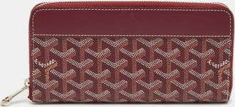 Goyard Matignon Burgundy Coated Canvas And Leather Zip Around