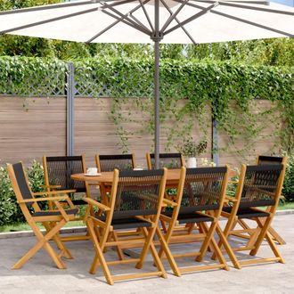 vidaXL Vidaxl - Sillas De Jard&iacute;n Reclinables 8 Uds Madera Maciza Acacia Negro