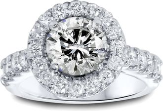 Pompeii3 2Ct Diamond Engagement Ring 14k White Gold Lab Grown Size Selectable