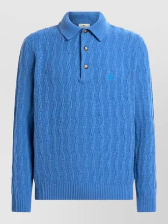 Etro cashmere knit polo shirt long sleeves
