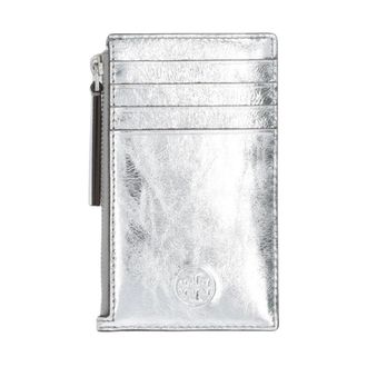 Tory Burch Accessoires, Dames, Grijs, ONE Size, Leer, Fleming Small Wallet