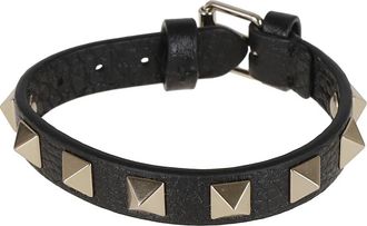 Valentino Garavani Studded Leren Armband - Dames - Armbanden - Zwart - ONE Size - Leer - Accessoires