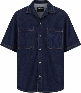 Versace Jeans Couture Baroque Logo Chest Denim Shirt