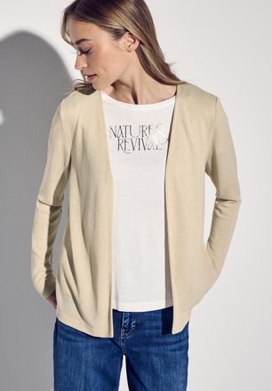 Street One Shirtjacke STREET ONE NETTE, Damen, Gr. 34, beige (cotton beige), Jersey, Obermaterial: 60% Viskose, 40% Polyester, unifarben, regular fit taillenbede
