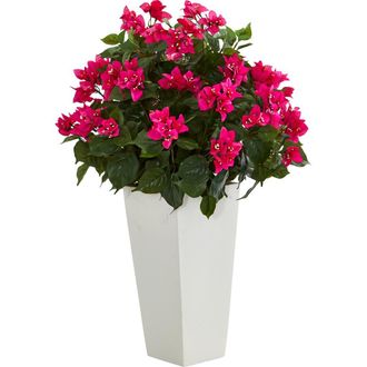 Nearly Natural Bougainvillea Artificial Plant in White Tower Planter in Pink at Nordstrom