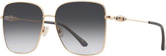 Jimmy Choo London Sunglasses Rectangle Full Rim, Black Gold Frame And Grey Gradient Lens Hester/s02M29O