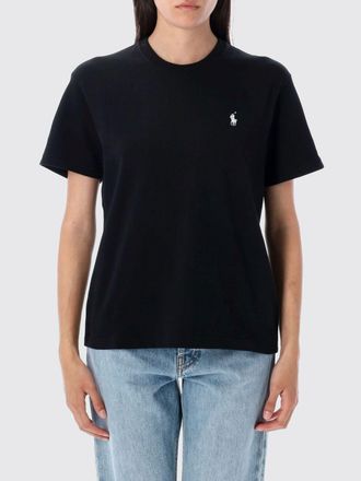 Polo Ralph Lauren T-shirt in cotone con logo ricamato e spalle scese