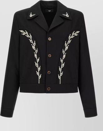 Amiri embroidered cropped single breasted jacket