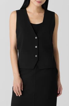 Eileen Fisher V-Neck Silk Vest in Black at Nordstrom Rack, Size X-Small