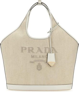 Prada Sand Canvas Shopping Bag