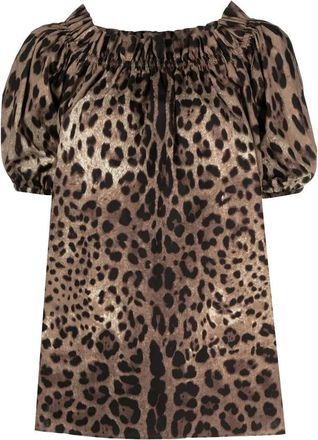 Dolce & Gabbana Off-shoulder Top - Dames - Blouses - Veelkleurig - S - Katoen - Overhemden