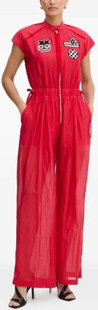 Pinko patch-detail jumpsuit - women - Viscose/Cotton - 40 - Red