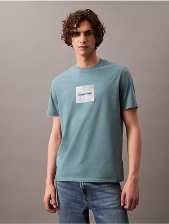 Calvin Klein Jeans Calvin Klein Mens Textured Box Graphic Classic Crewneck T-Shirt - Green - XL