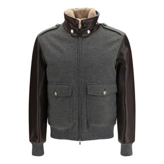 Brunello Cucinelli Cashmere Beaver Bomberjack - Heren - Jassen - Grijs - Maat: L Kasjmier