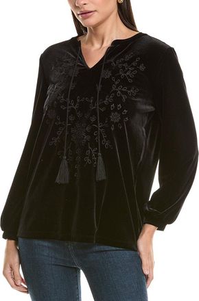 Jones New York Embroidered Velvet Top