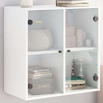 vidaXL Mueble De Pared Con Puertas De Vidrio Blanco 68x37x68,5 Cm Vidaxl