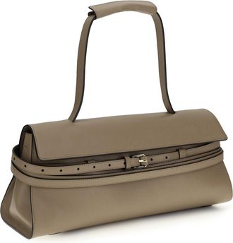 Moschino Womens Tie Me Shoulder Bag Beige Calf Leather Bos Taurus
