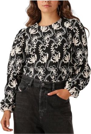Object Object - Objmya RE L/S Top - Dames - Blouses & Shirts - Zwart - Maat: XS Katoen