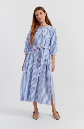 Chinti and Parker Oxford Stripe Cotton Shirt Dress in Blue Stripe at Nordstrom, Size 10