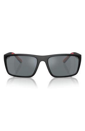 Ferrari 59mm Mirrored Rectangular Sunglasses in Black Grey at Nordstrom