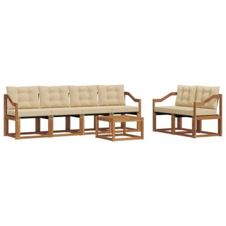 vidaXL Conjunto De Sof&aacute;s De Exterior Con Coj&iacute;n 7 Pcs Natural Y Beige Vidaxl