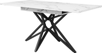 Urban Meuble Mesa de comedor extensible con efecto m&aacute;rmol blanco
