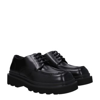 Dolce & Gabbana Mens Black Leather Oxfords And Derbies Shoe