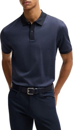 BOSS Parlay Cotton Piqué Polo in Dark Blue at Nordstrom, Size Xxx-Large