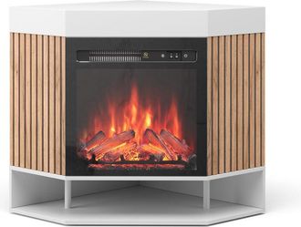 Vicco Chimenea El&eacute;ctrica Lynea, Blanco, 100 Cm Con Efecto De Llama Realista Y Calefactor De 1800 W, Vicco