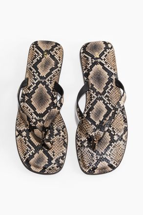 H&M Zehensandalen aus Leder - Beige/Schlangenimitat