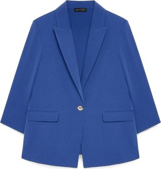 Fiorella Rubino Blazer met driekwart mouwen - Dames - Blazers - Blauw - 6XL - Polyester - Jassen