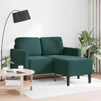 vidaXL Sof&aacute; De 2 Plazas Con Chaise Longue Forma L Verde Oscuro 125 Cm Vidaxl