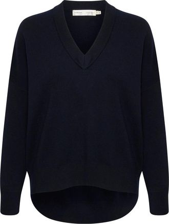 Inwear Truien & Vesten, Dames, Blauw, M, Katoen, Marineblauwe V-hals Trui