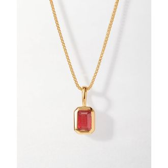 Edge of Ember Deco Birthstone Necklace in Ruby (July) at Nordstrom, Size 16