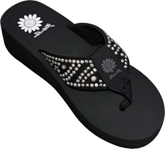 Yellow Box Womens Trisha Flip-Flops In Black