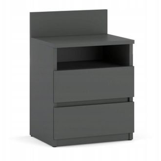 OEM Mesita De Noche Mesita De Noche Gris 40cm 2 Cajones Estante Nakastlik Para Dormitorio